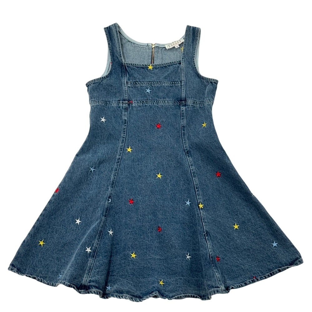 Hannah Banana Girls Blue Denim Star Embroidered Party Dress Sz 8 Schoolgirl
